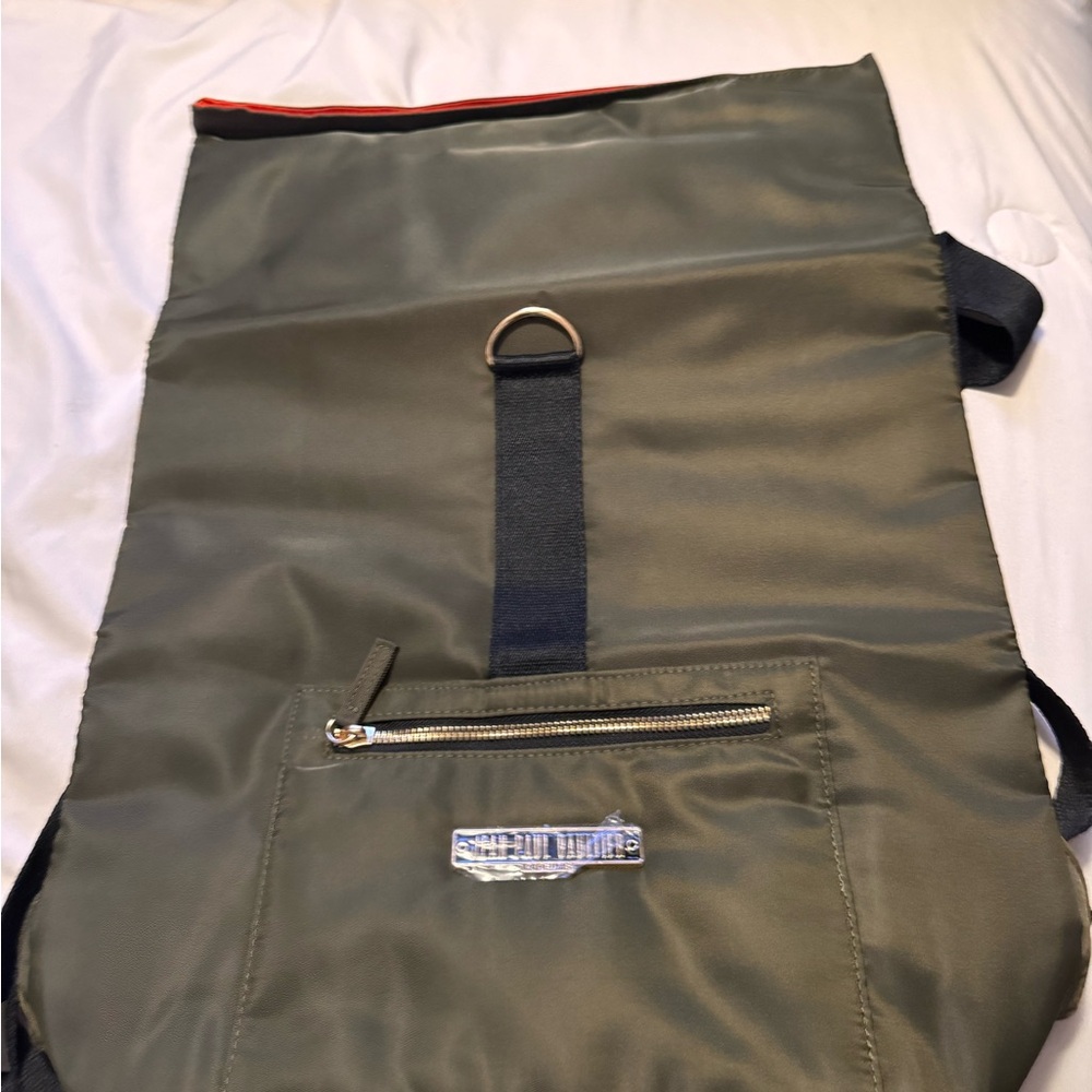 Jean Paul Gaultier Olive Green Backpack with Orange Trim